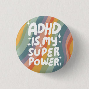 ADHD ist meine Superpower Fun Bubble Letters bunt Button