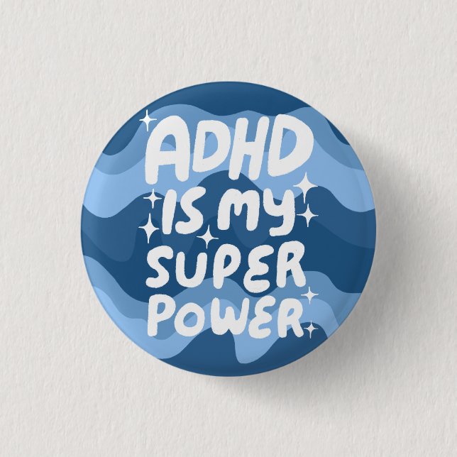 ADHD ist meine Superpower Fun Bubble Letters bunt Button (Vorderseite)