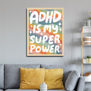 ADHD ist meine Superpower Fun Bubble Letters bunt Poster