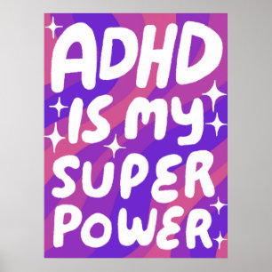 ADHD ist meine Superpower Fun Bubble Letters Lila Poster