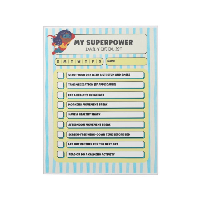 ADHD KIds Daily Checklist  Notizblock (Rotiert)