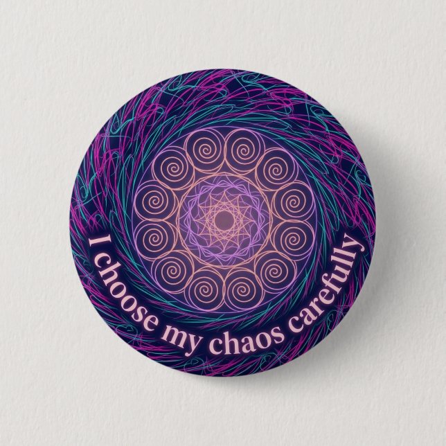 ADHD Neurodivergent Choose My Chaos Mandala Art Button (Vorderseite)