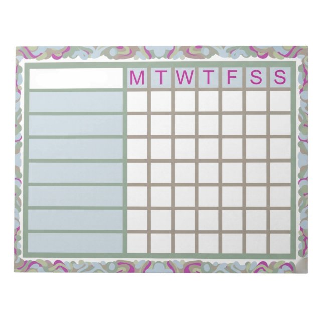 ADHD  Productivity Planner Weekly Checklist Notizblock (Vorderseite)