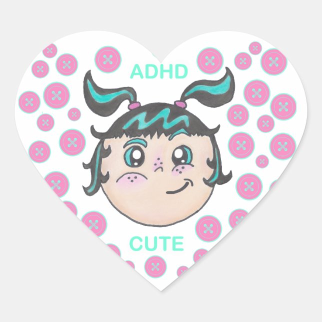 ADHD sticker with "ADHD Cute" illustration (Vorderseite)