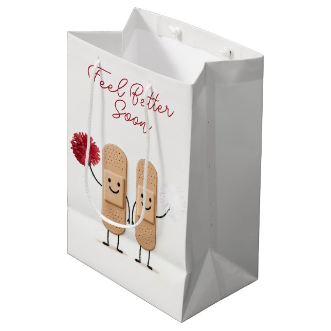 Adhesive Bandage Cheerleaders On White Mittlere Geschenktüte (Vorderseite Schrägansicht)