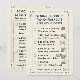 ADHS-Abendroutine-Checkliste Einfache Beruhigungsk Feiertagskarte