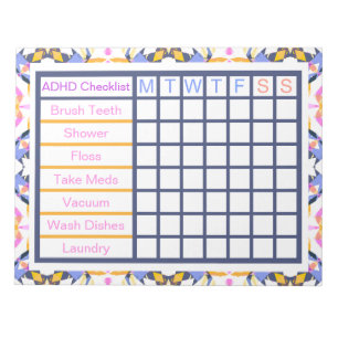 ADHS ADD Girl's Women's Weekly Checklist Erinnerun Notizblock