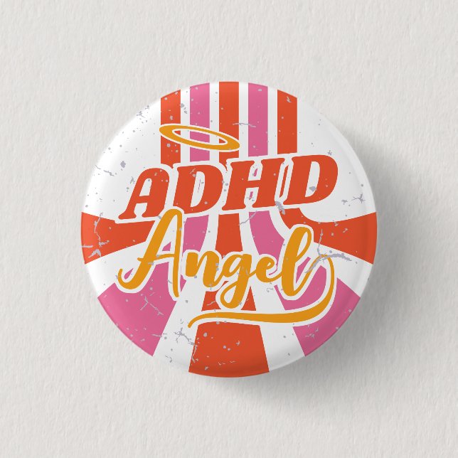 ADHS Angel Niedlich Retro Psychische Gesundheit Button (Vorderseite)