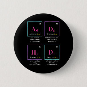 ADHS-Elemente Periodensystem Neurodivergent Mental Button