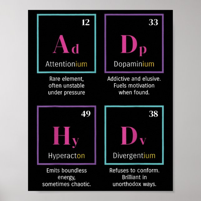 ADHS-Elemente Periodensystem Neurodivergent Mental Poster (Vorne)