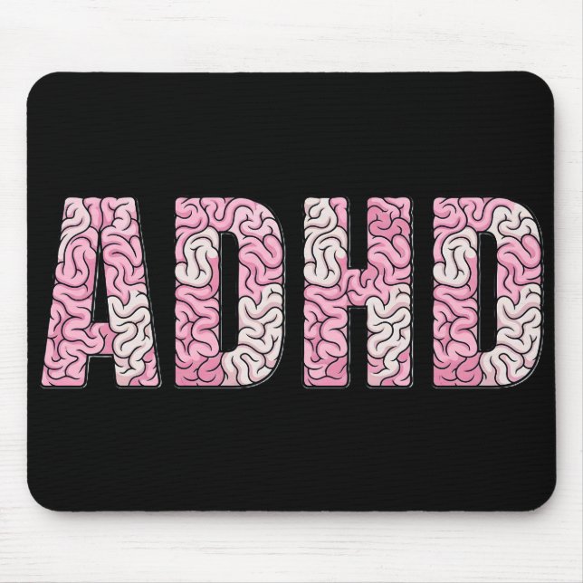 ADHS-Gehirn-Buchstaben - Rosa & Beige Anatomie-Tex Mousepad (Vorne)