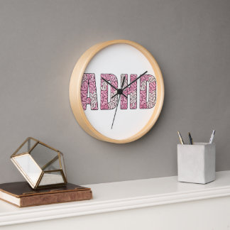 ADHS-Gehirn-Buchstaben - Rosa und Beige Anatomie-T Uhr