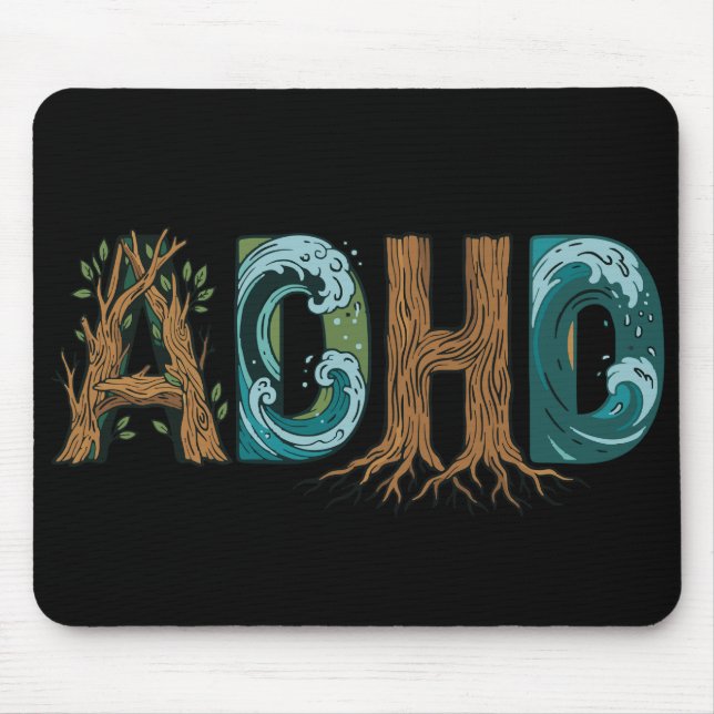 ADHS Natur Elemente Typografie Design Mousepad (Vorne)