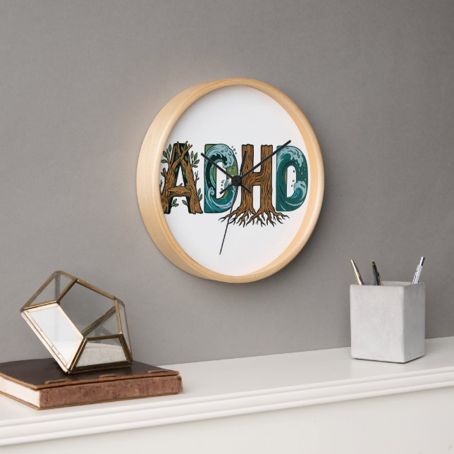 ADHS Natur Elemente Typografie Design Uhr (Büro)