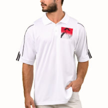 ADIDAS RED, BLACK AND WHITE ABSTRAKT GOLF SHIRT