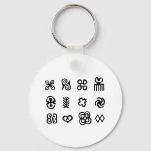 Adinkra African Symbols Black and White Schlüsselanhänger