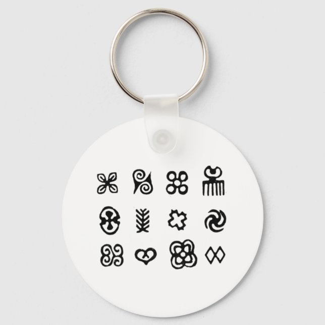 Adinkra African Symbols Black and White Schlüsselanhänger (Vorderseite)