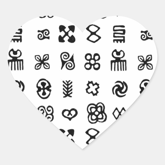 Adinkra African Symbols Herz-Aufkleber (Vorderseite)