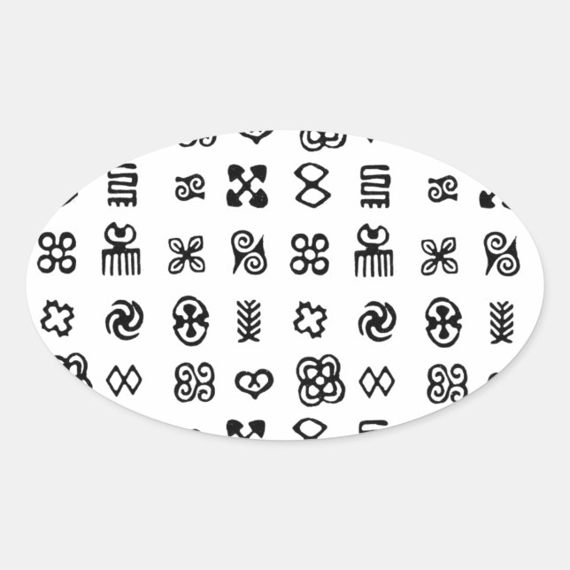 Adinkra African Symbols Ovaler Aufkleber (Vorderseite)