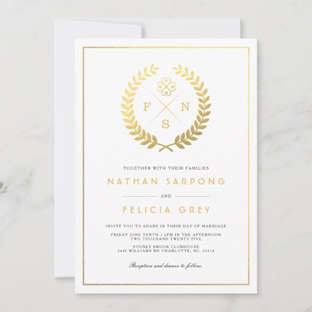 Adinkra Gottes Segen Symbol Weiße Hochzeit Einladung (Vorderseite)