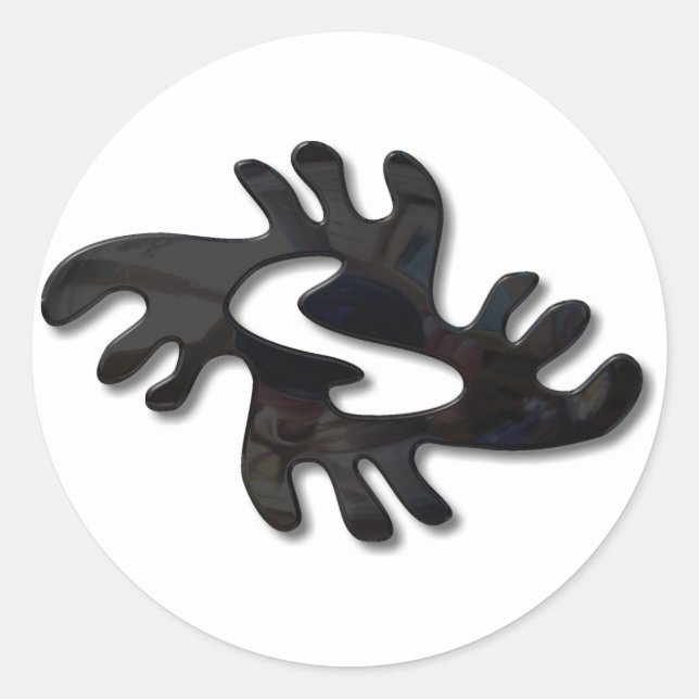 Adinkra-Peace-glänzend schwarz Runder Aufkleber (Vorderseite)