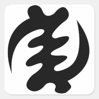 Adinkra-Symbol-Aufkleber: 'Gye Nyame' blk/whk Quadratischer Aufkleber
