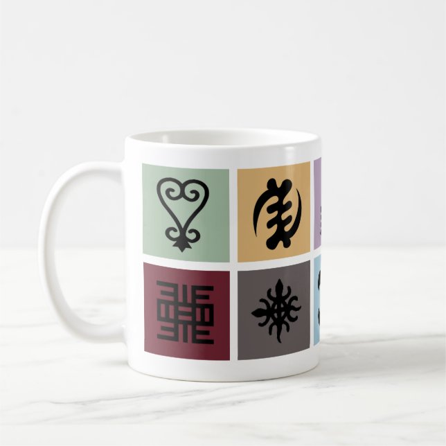 Adinkra Symbol Pattern - afrikanisches Kulturerbe Kaffeetasse (Links)