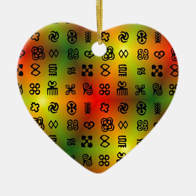 Adinkra Symbole mit afrikanischen Farben Keramikornament (Vorne)