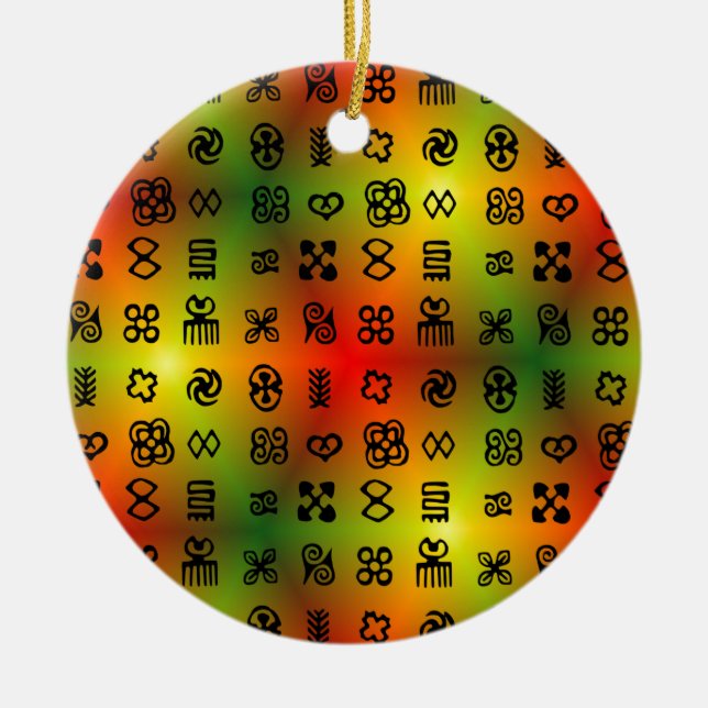 Adinkra Symbole mit afrikanischen Farben Keramikornament (Vorne)