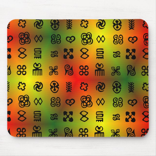 Adinkra Symbole mit afrikanischen Farben Mousepad (Vorne)