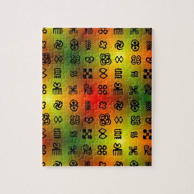 Adinkra Symbole mit afrikanischen Farben Puzzle (Vertikal)
