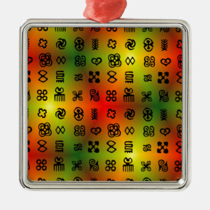 Adinkra Symbole mit afrikanischen Farben Silbernes Ornament