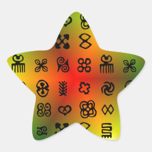 Adinkra Symbole mit afrikanischen Farben Stern-Aufkleber