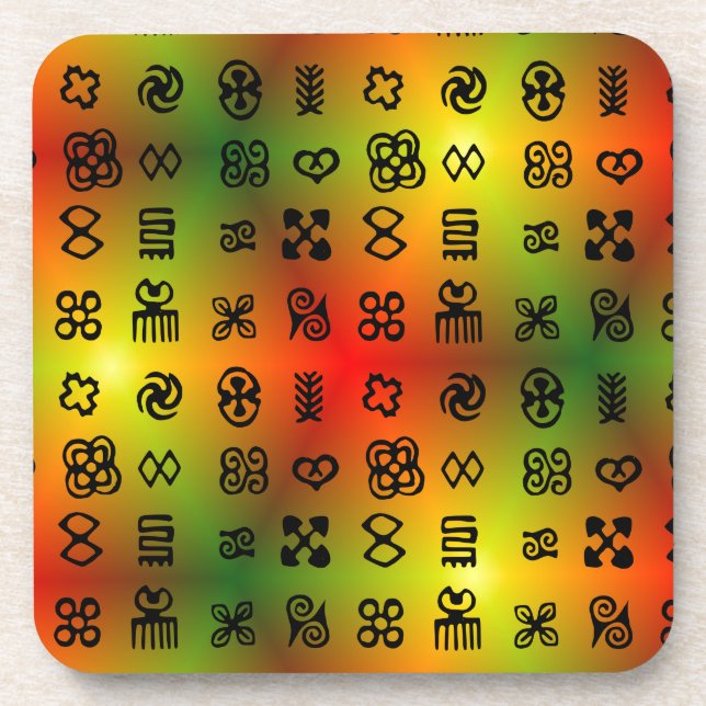 Adinkra Symbole mit afrikanischen Farben Untersetzer (Vorderseite)