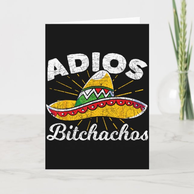 Adios Achos Sombrero Fiesta Mexiko Lustig Cinco De Karte (Vorderseite)