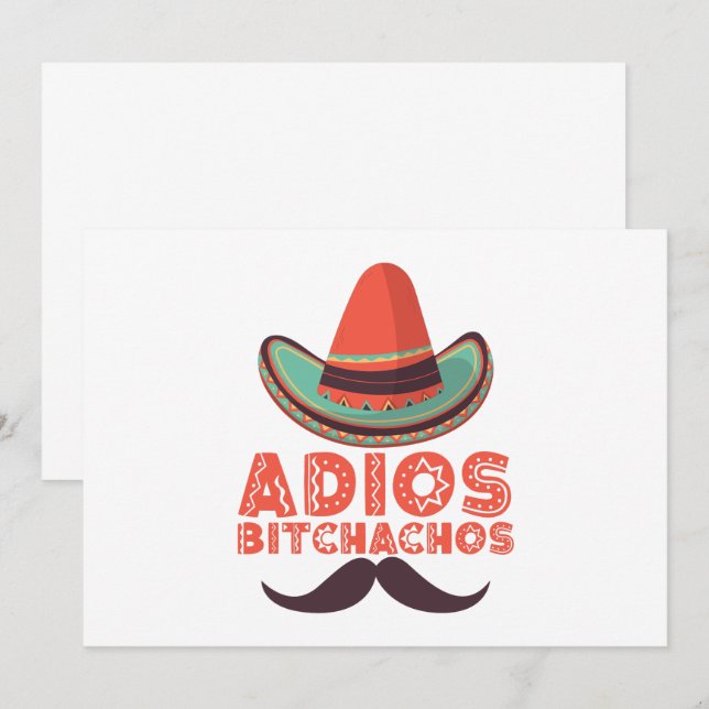 Adios Bitchachos Sombrero Retro Cinco De Mayo Einladung (Vorne/Hinten)