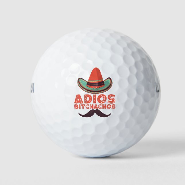 Adios Bitchachos Sombrero Retro Cinco De Mayo Golfball (Vorderseite)