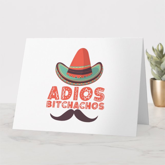 Adios Bitchachos Sombrero Retro Cinco De Mayo Karte (Kleine Pflanze)