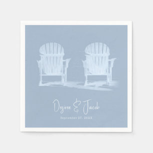 Adirondack Beach Stairs Dusty Blue White Wedding Serviette