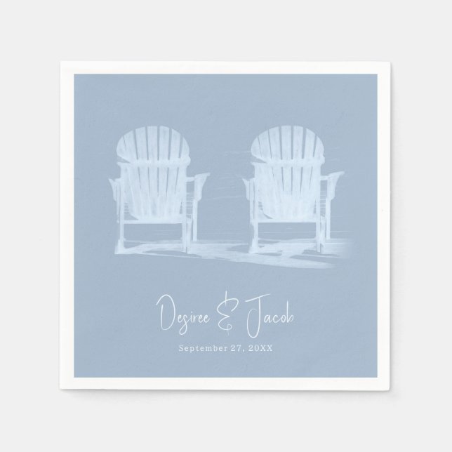 Adirondack Beach Stairs Dusty Blue White Wedding Serviette (Vorderseite)