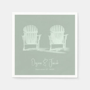 Adirondack Beach Stairs Sage Green Wedding Serviette