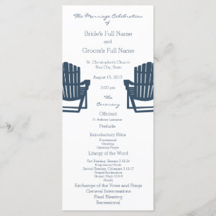 Adirondack Chairs Blue Beach Wedding Program Programm