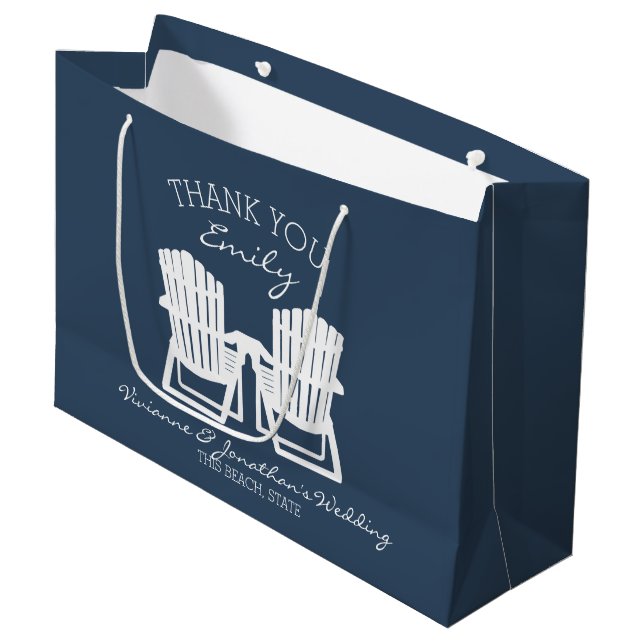 Adirondack Chairs Navy Blue Große Geschenktüte (Vorderseite Schrägansicht)