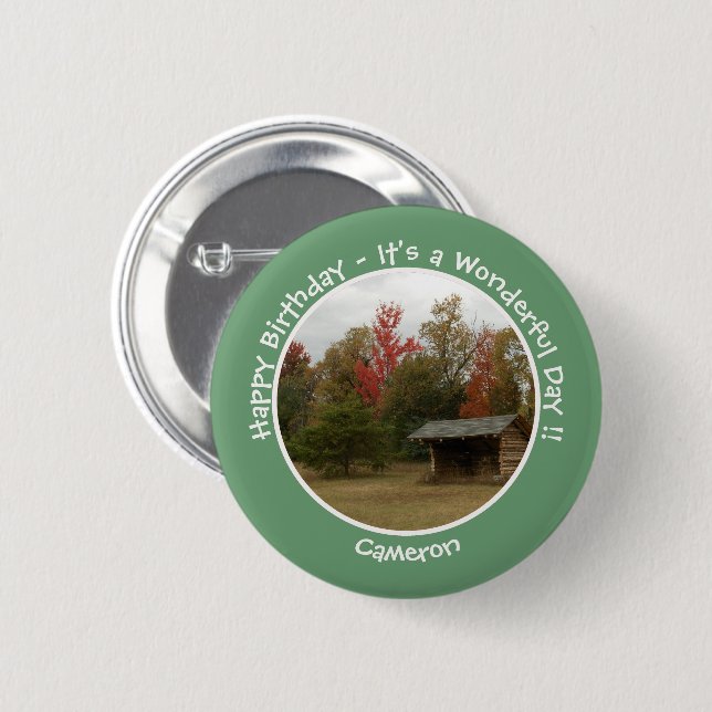 Adirondack Lean to im Herbst Artikel der Geburtsta Button (Vorne & Hinten)