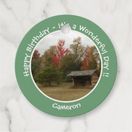 Adirondack Lean to im Herbst Artikel der Geburtsta Geschenkanhänger