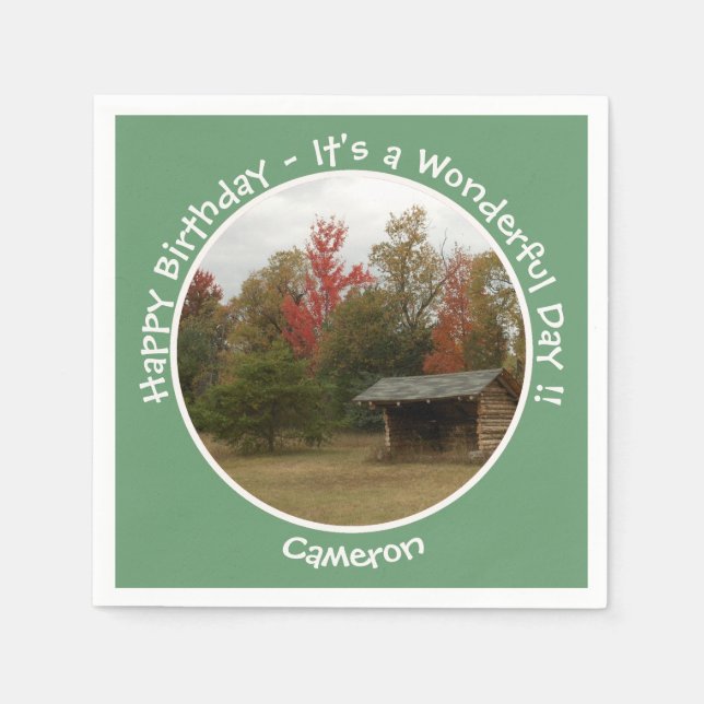 Adirondack Lean to im Herbst Artikel der Geburtsta Serviette (Vorderseite)