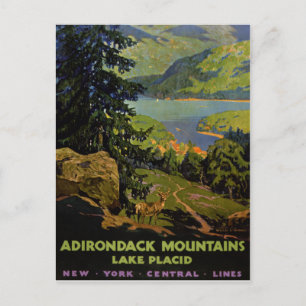 Adirondack Mountains Lake Placid Vintage Poster Re Postkarte