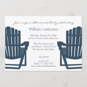 Adirondack Navy Blue Beach Chairs Retirement Party Einladung