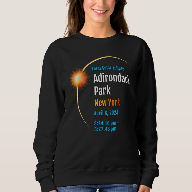 Adirondack Park New York NY Total Solar Eclipse 20 Sweatshirt (Vorderseite)