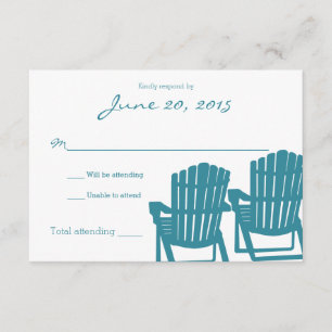 Adirondack Stairs Beach Wedding Response Card RSVP Karte